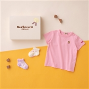 [ミキハウス ホットビスケッツ] Tシャツ＆ソックスセット【BOX付き】　ピンク