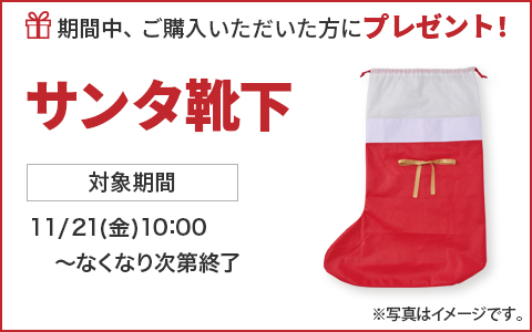 期間中ご購入いただいた方に、サンタ靴下をプレゼント！