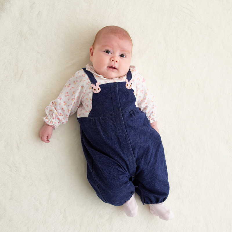 ＜赤ちゃん本舗＞ 新生児 長袖ツーウェイオール ネイビー 新生児肌着・ベビー肌着・子ども肌着・パジャマ・おへや着 新生児・乳児（50〜80cm） ドレスオール(ツーウェイオール)画像
