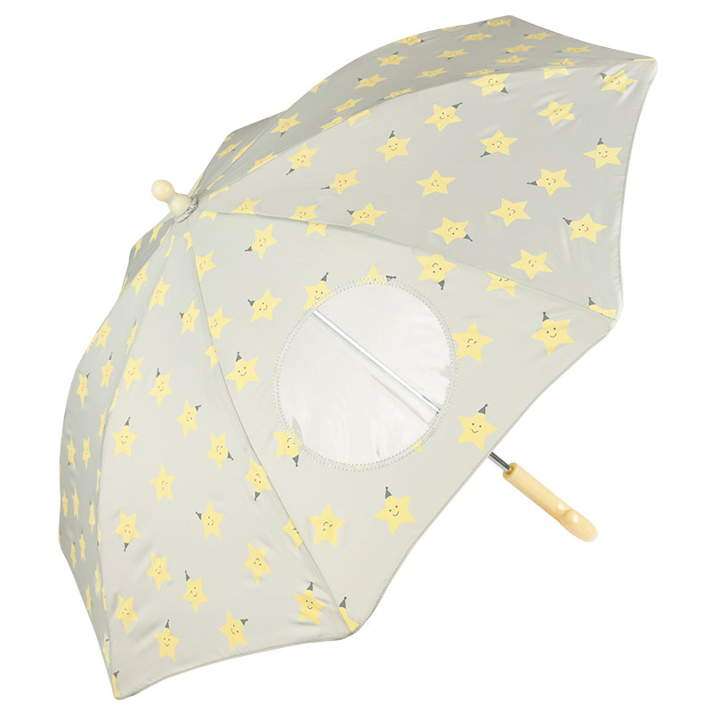  【SALE】[39・44cm]フチまる傘 星 グレー シューズ・ファッション小物 レイングッズ