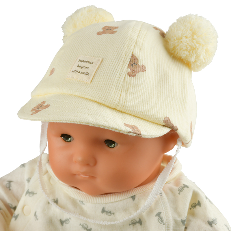 ＜赤ちゃん本舗＞ [300Pプレゼント]【SALE】[42〜44・44〜46cm]キャップ くま柄 ボンボン耳付き アイボリー シューズ・ファッション小物 帽子・バッグ・ファッション小物 新生児・乳児帽子