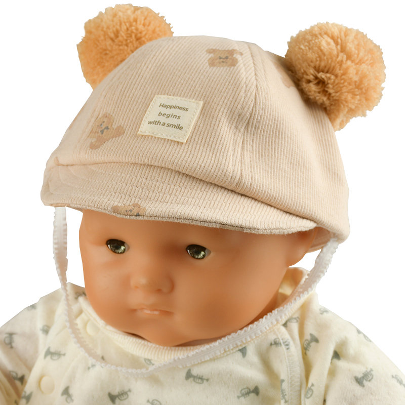 ＜赤ちゃん本舗＞ [300Pプレゼント]【SALE】[42〜44・44〜46cm]キャップ くま柄 ボンボン耳付き ベージュ シューズ・ファッション小物 帽子・バッグ・ファッション小物 新生児・乳児帽子