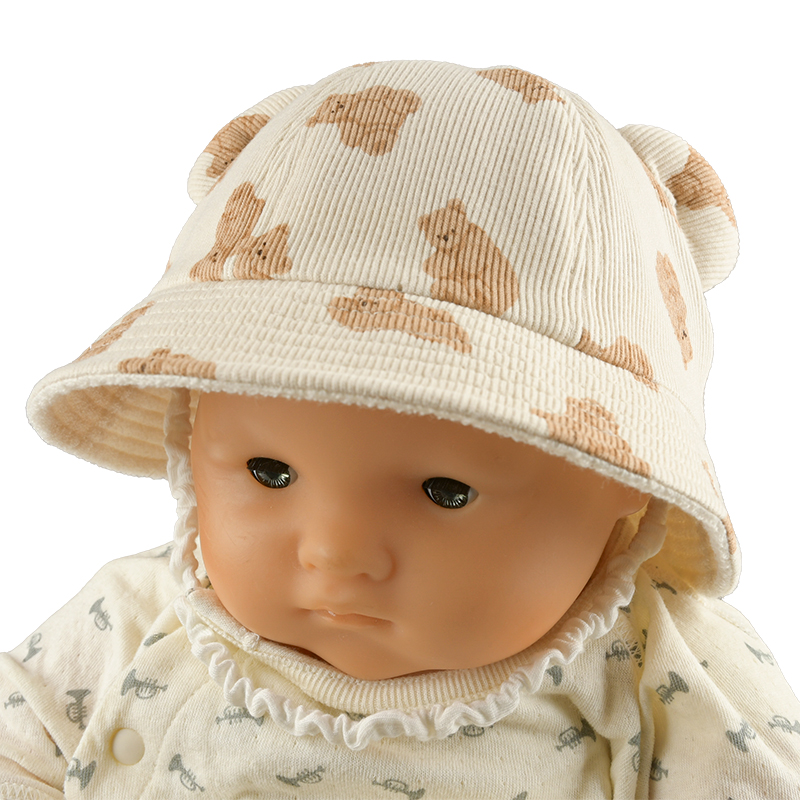 ＜赤ちゃん本舗＞ [400Pプレゼント]【SALE】[42・44・46?]ハット くま柄プリント ベージュ シューズ・ファッション小物 帽子・バッグ・ファッション小物 新生児・乳児帽子画像