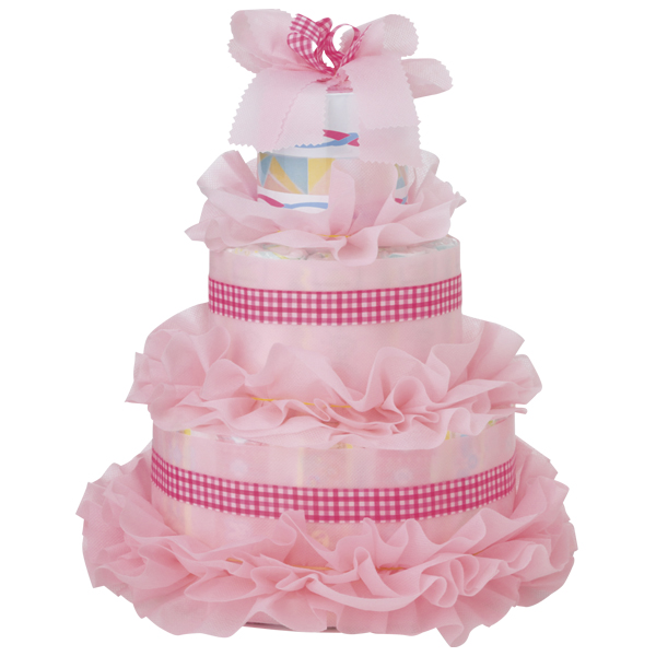 ＜赤ちゃん本舗＞ おむつ de ケーキ（中） えらんでママセット AN-19EMP-2 ピンク (お祝いギフト) お祝いギフト・イベント・シーズン催事 出産・お誕生日お祝いギフト おむつケーキ画像
