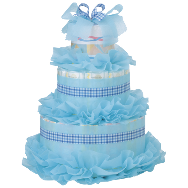 ＜赤ちゃん本舗＞ おむつ de ケーキ（中） えらんでママセット AN-19EMB-2 ブルー (お祝いギフト) お祝いギフト・イベント・シーズン催事 出産・お誕生日お祝いギフト おむつケーキ画像