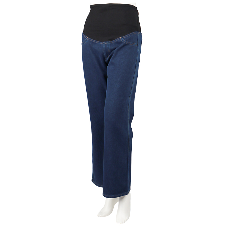 ニットデニムパンツフレア ネイビー ネイビー M