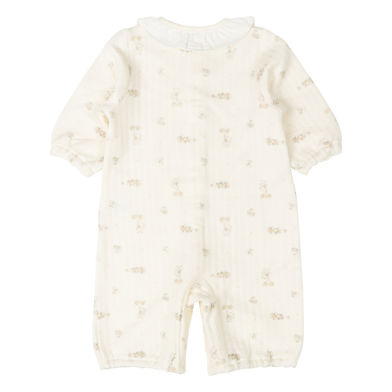 長袖ドレスオール ふんわり あったか クリーム クリーム 50~70cm