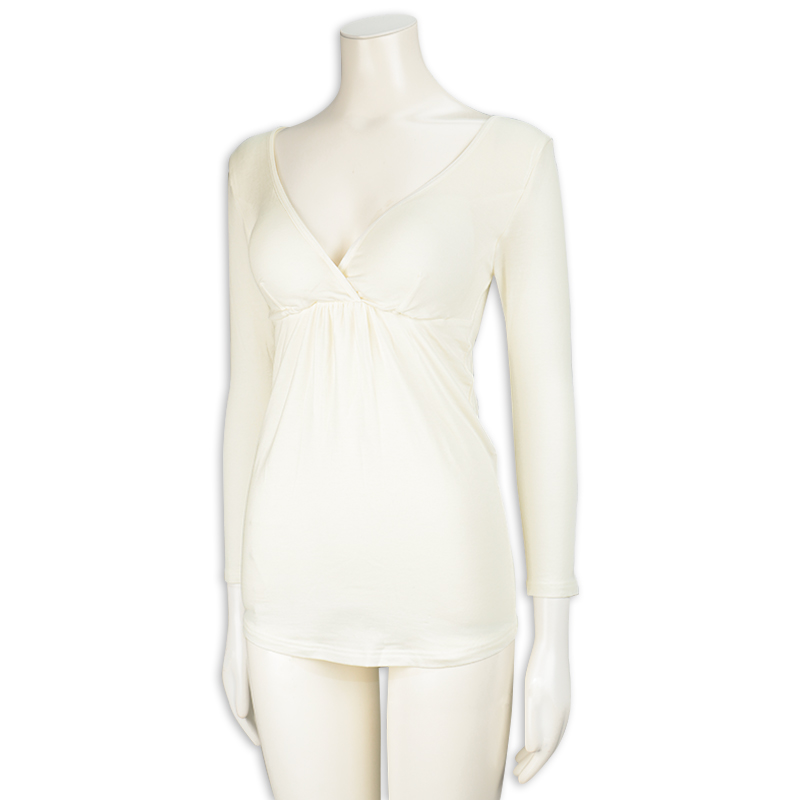 おへやであったか 8分袖シャツ オフホワイト オフホワイト M