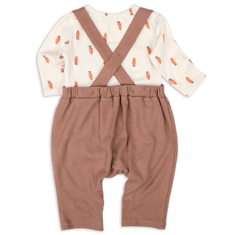 オーバーオール+Tシャツセット アニマル うま ブラウン 70cm