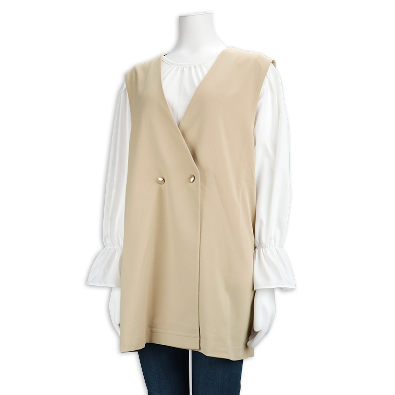 キャンディスリーブジレセット ベージュ ベージュ M