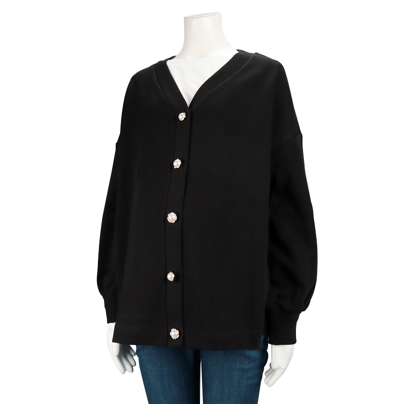 長袖トップス付きカーディガン ブラック ブラック M