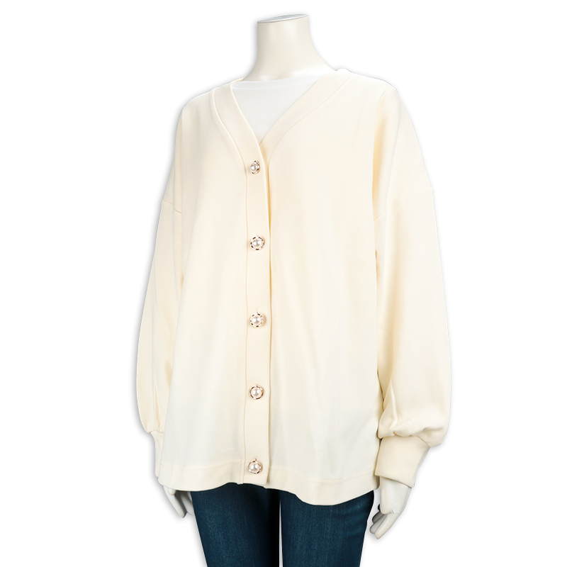 長袖トップス付きカーディガン アイボリー アイボリー M