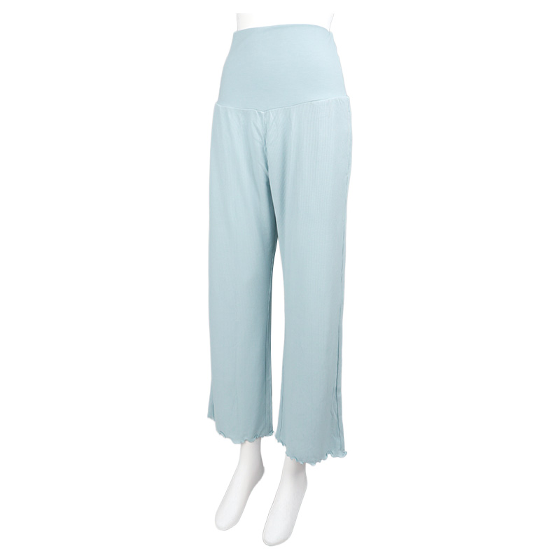 お腹をやさしく覆う 腹巻付きロングパンツ サックス サックス L