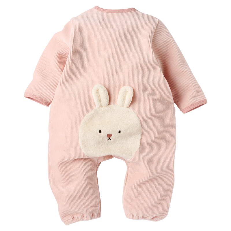 はいはい応援 長袖プレオール おしりボア うさぎ ピンク 60cm