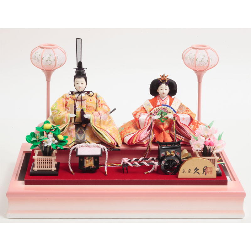 久月 親王ケース飾り 「雪輪桜刺繍ピンクぼかし」 38102K 雛人形 【メーカー直送】 ピンク