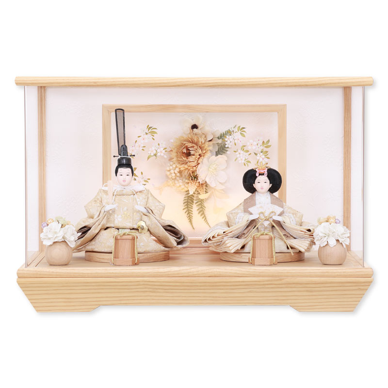 親王ケース飾り「プリフラワー小桜模様」 38160F 雛人形 【メーカー直送】 ナチュラル