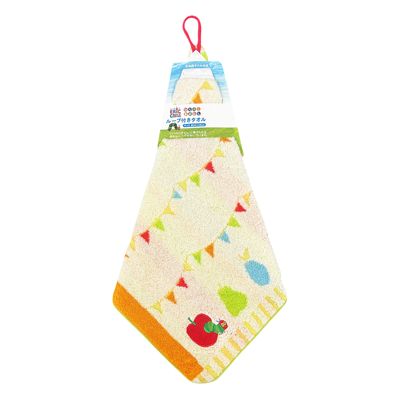 ループ付きタオル26 はらぺこあおむし フラッグフルーツ 34x34cm