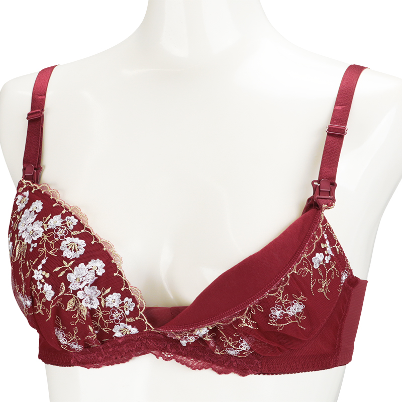 シルエットキレイノンワイヤーブラ花柄(授乳機能付) レッド レッド M
