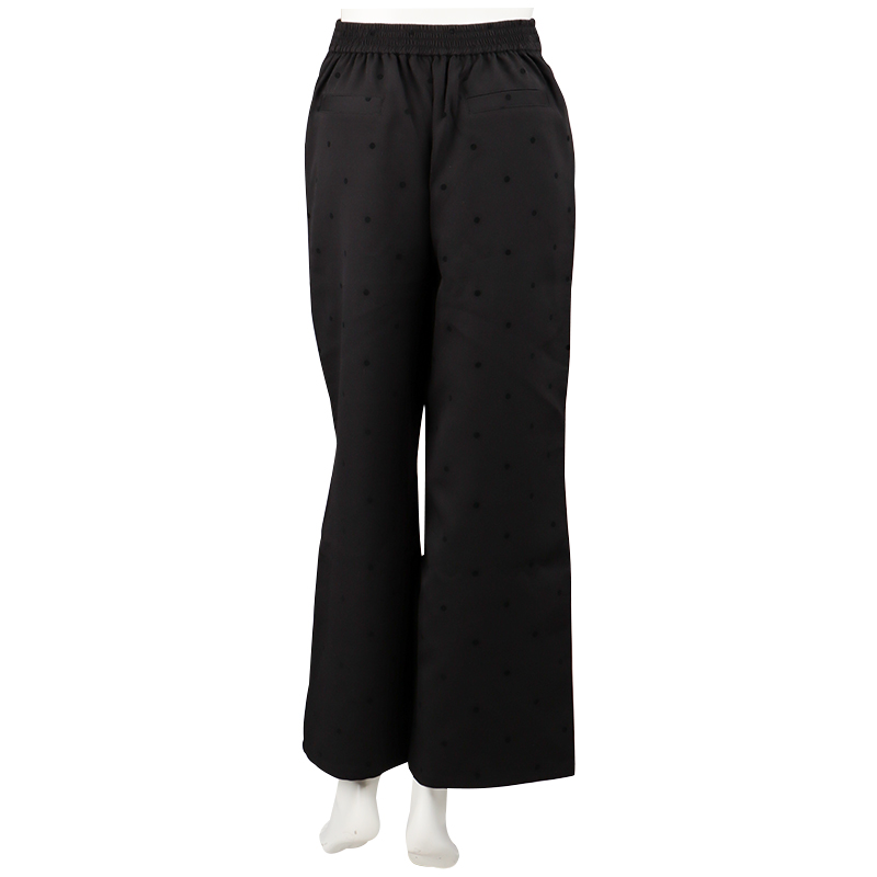 フロッキードット柄ストレートパンツ ブラック ブラック M