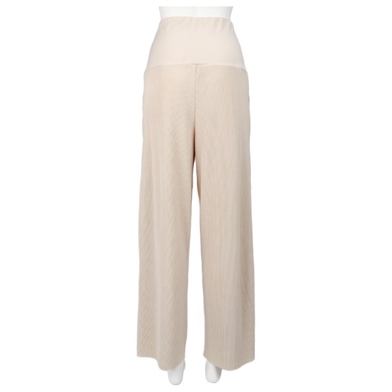 セルフチョキチョキ細プリーツパンツ ベージュ ベージュ M