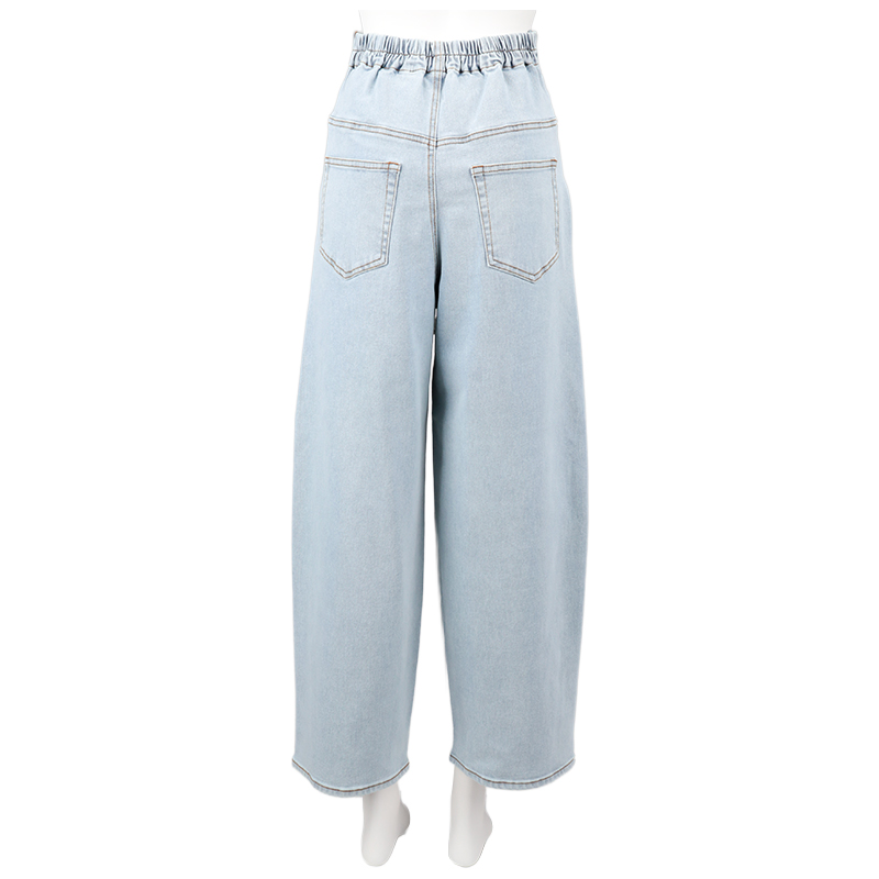 バレルレッグデニムパンツ サックス サックス M
