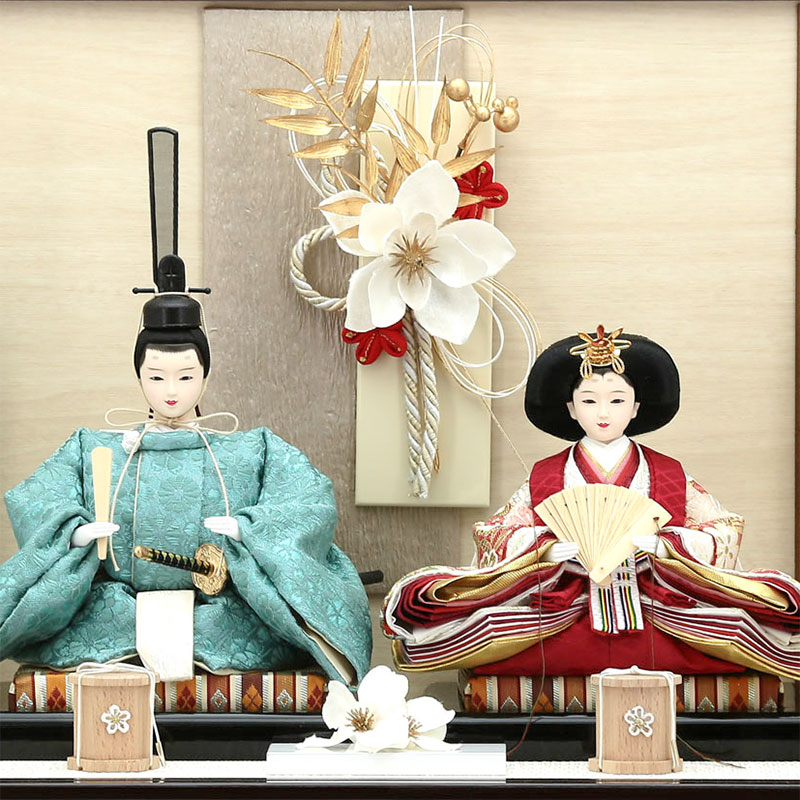 親王ケース飾り「紅白水引きモダン格子」 38085M 雛人形 【メーカー直送】 ナチュラル