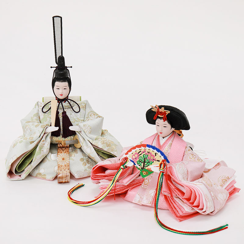 五人収納飾り「木目ワイン色に浮線綾」 34077F 雛人形 【メーカー直送】 ナチュラル