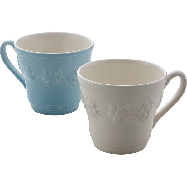 ウェッジウッド クイーンズウェア コレクション フェスティビティ ペアマグ(アイボリー・ブルー) 1054014(内祝いギフト)