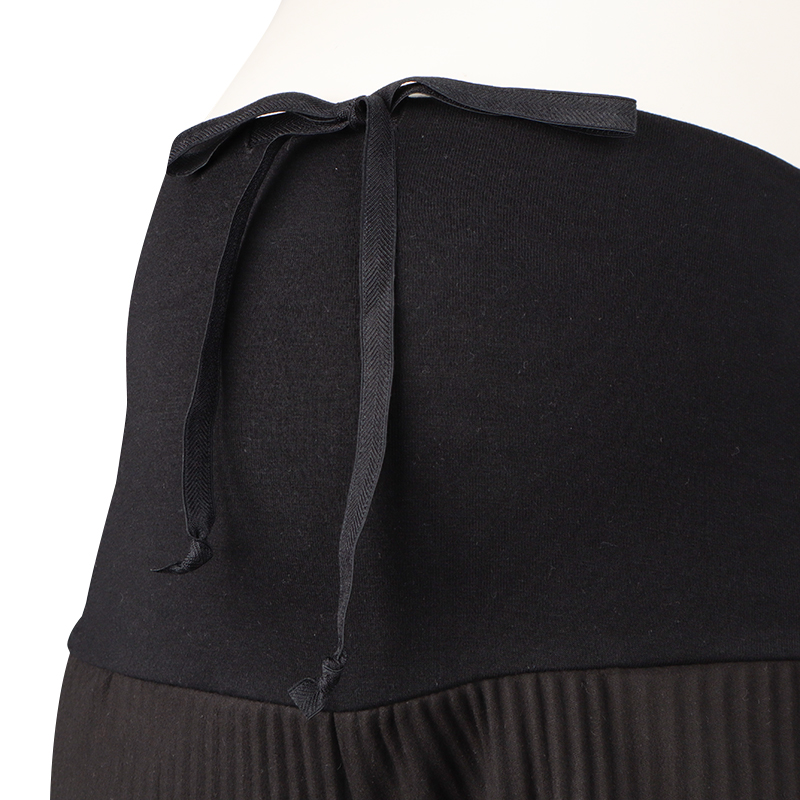 セルフチョキチョキプリーツパンツ なめらか ブラック ブラック M