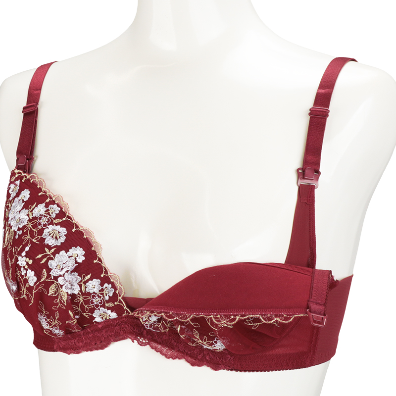 シルエットキレイノンワイヤーブラ花柄(授乳機能付) レッド レッド M