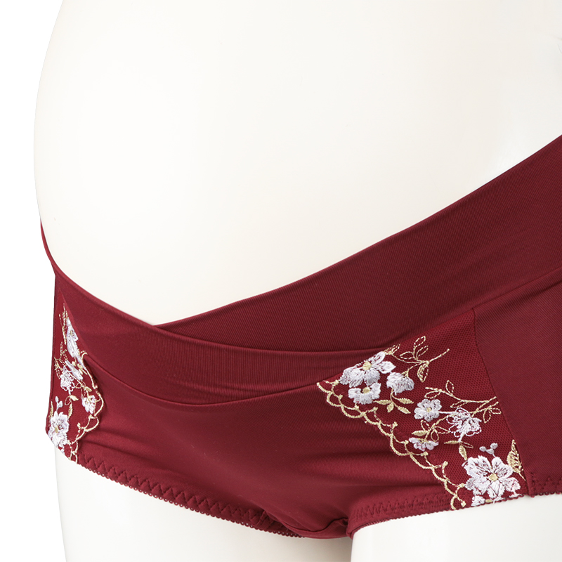 ショーツ 産後も使える仕様 シルエットキレイ花柄 レッド レッド M~L