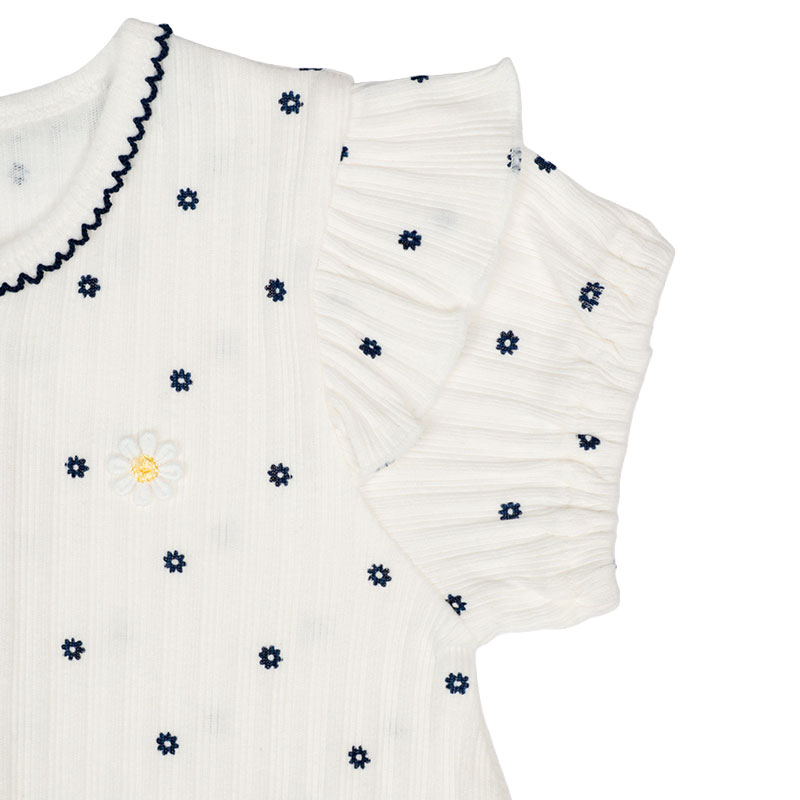 オーガニックコットン 半袖 プレオール 花 アイボリー アイボリー 70cm