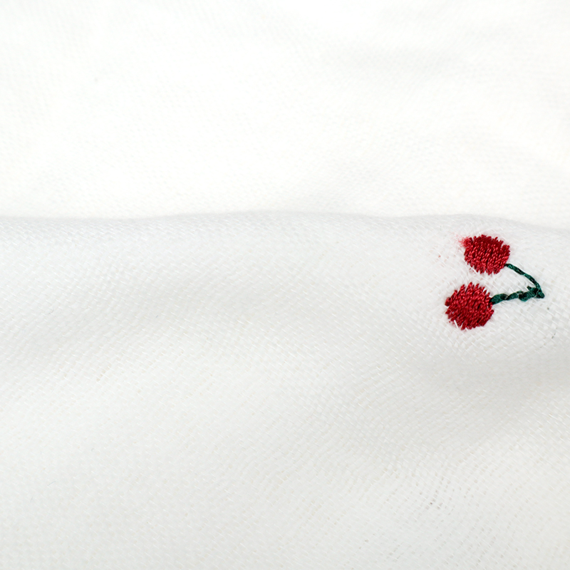 6重ガーゼおくるみ刺繍 チェリー