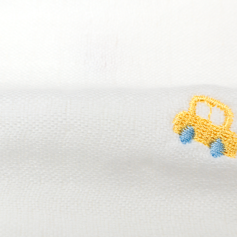 6重ガーゼおくるみ刺繍 車