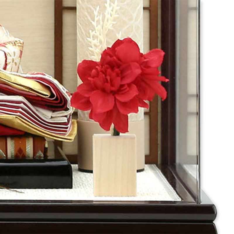 親王ケース飾り「紅白水引きモダン格子」 38085M 雛人形 【メーカー直送】 ナチュラル