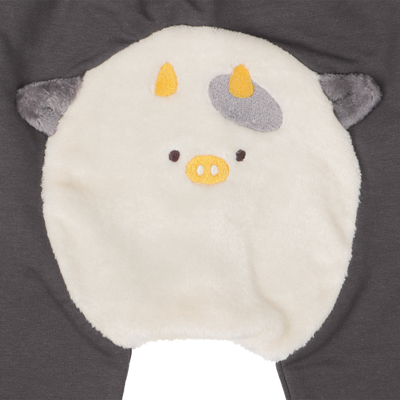 モンキーパンツ ボアアニマル うし チャコールグレー 70cm