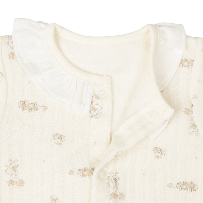 長袖ドレスオール ふんわり あったか クリーム クリーム 50~70cm