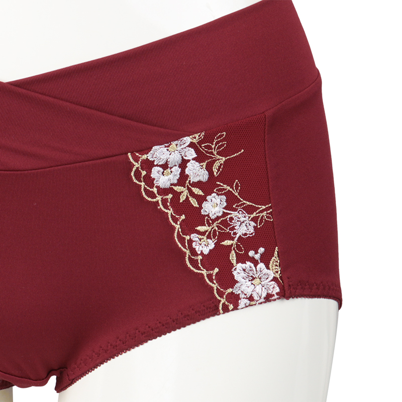 ショーツ 産後も使える仕様 シルエットキレイ花柄 レッド レッド M~L