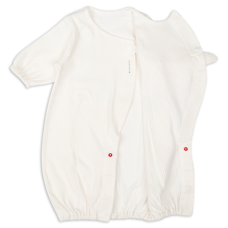 お着替え応援 長袖ドレスオール 簡単時短 オフホワイト オフホワイト 50~60cm