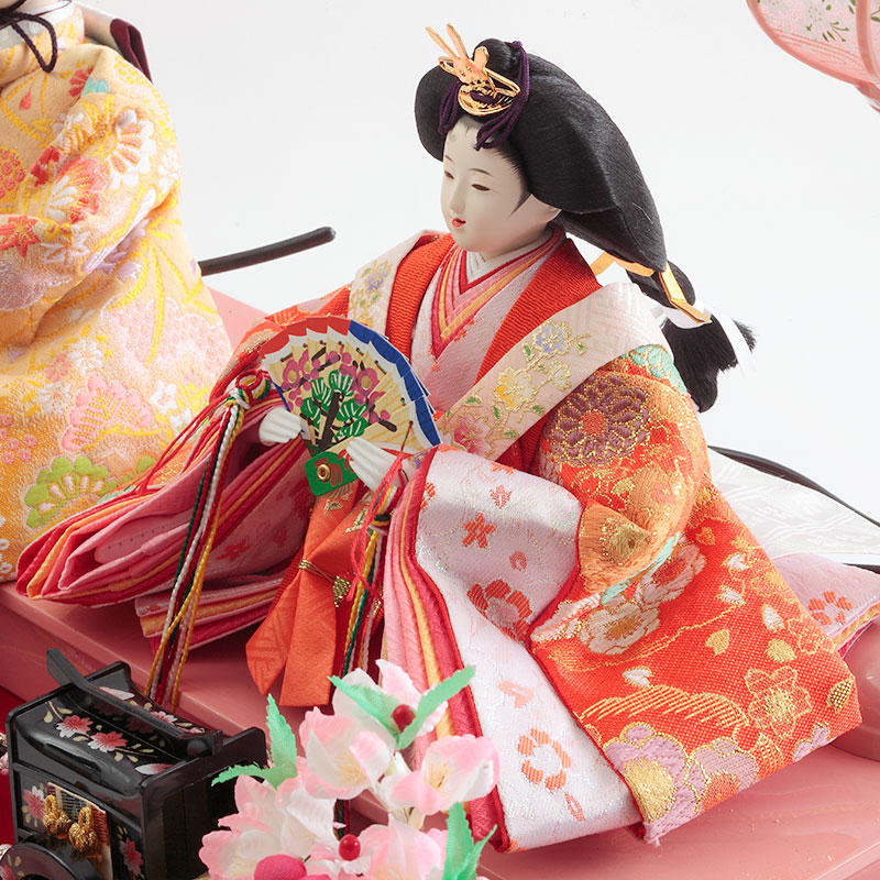 久月 親王ケース飾り 「雪輪桜刺繍ピンクぼかし」 38102K 雛人形 【メーカー直送】 ピンク