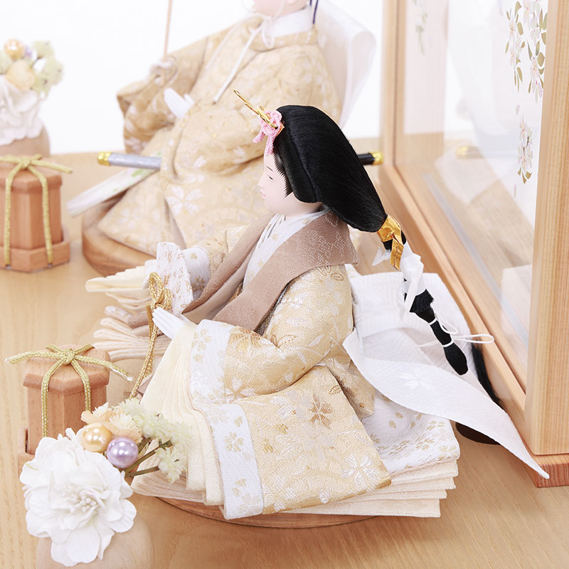 親王ケース飾り「プリフラワー小桜模様」 38160F 雛人形 【メーカー直送】 ナチュラル
