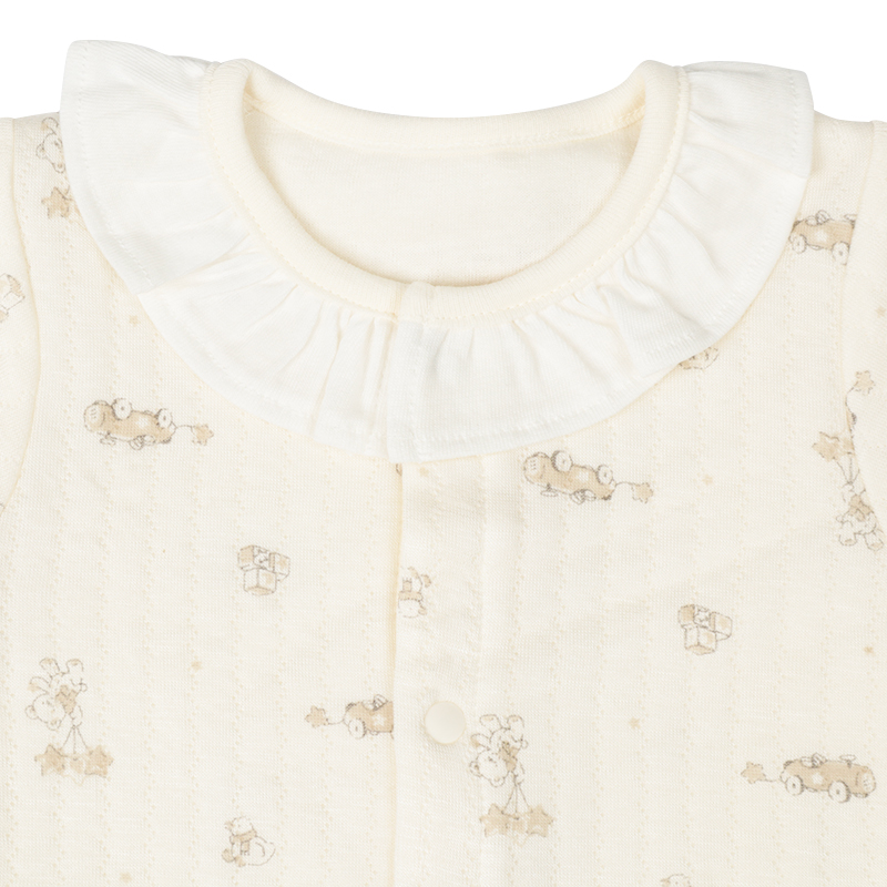 長袖ドレスオール ふんわり あったか クリーム クリーム 50~70cm