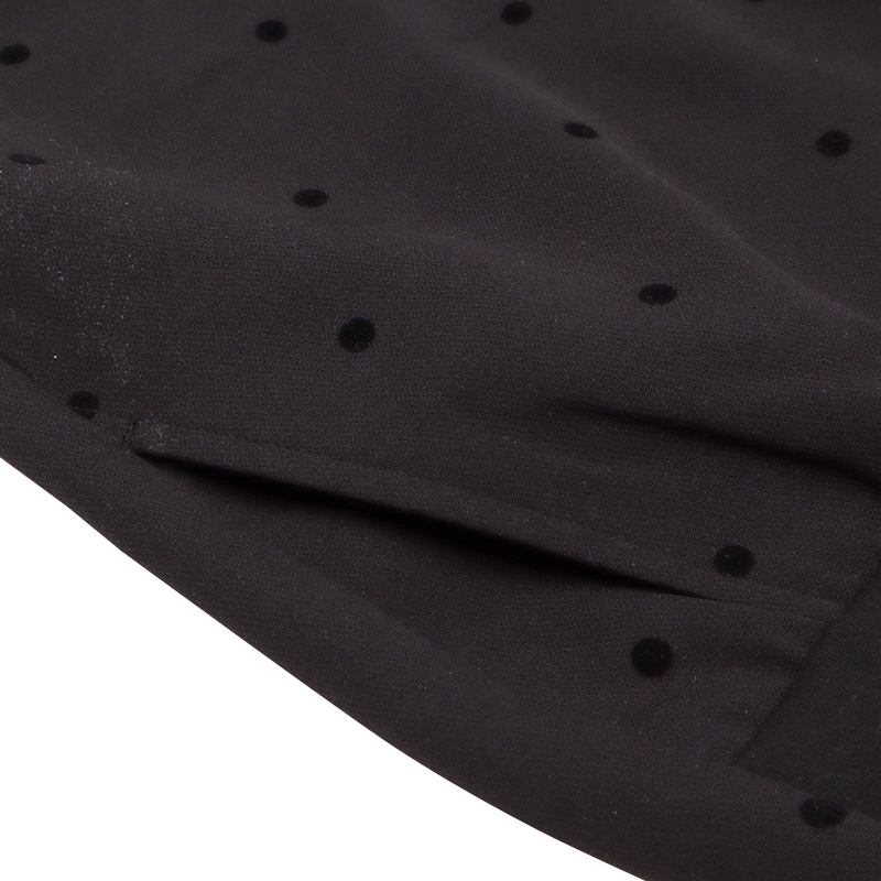 フロッキードット柄ストレートパンツ ブラック ブラック M