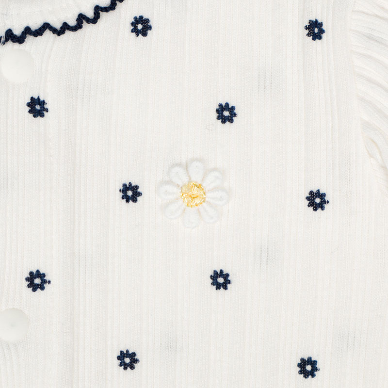 オーガニックコットン 半袖 プレオール 花 アイボリー アイボリー 70cm