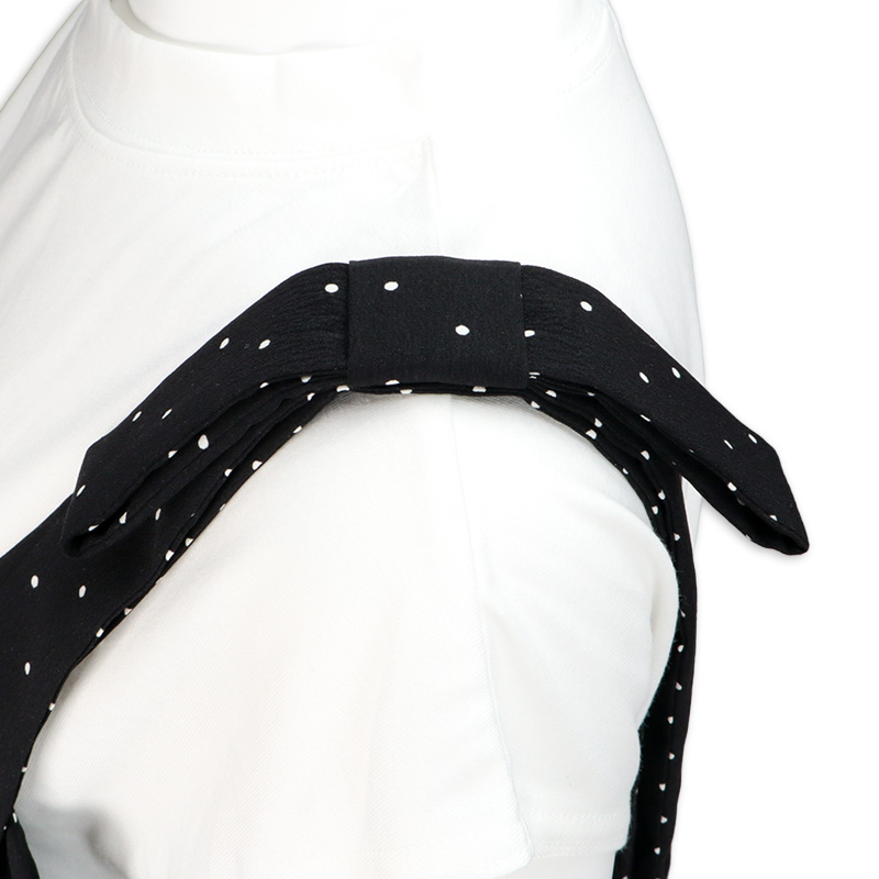 半袖トップス付きドット柄キャミチュニック ブラック ブラック L