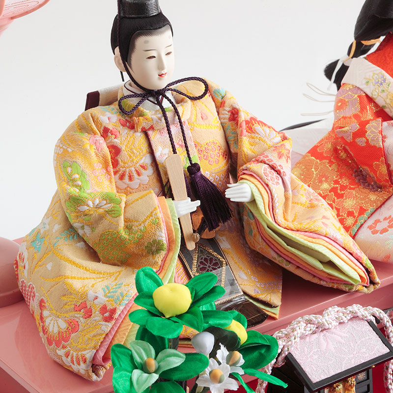 久月 親王ケース飾り 「雪輪桜刺繍ピンクぼかし」 38102K 雛人形 【メーカー直送】 ピンク