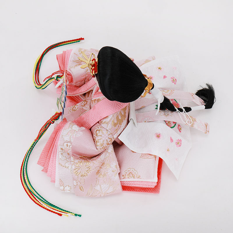 五人収納飾り「木目ワイン色に浮線綾」 34077F 雛人形 【メーカー直送】 ナチュラル