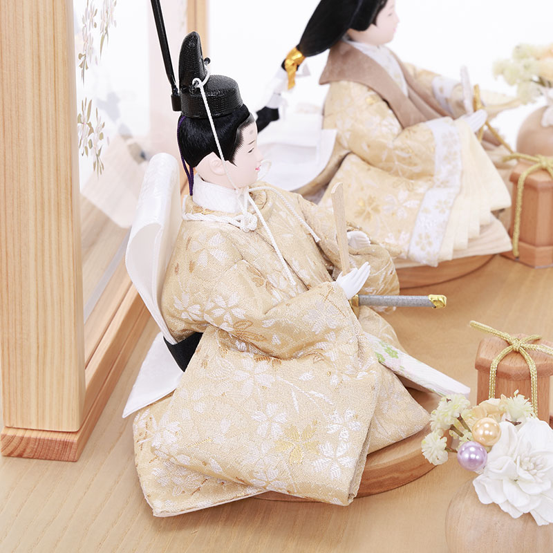 親王ケース飾り「プリフラワー小桜模様」 38160F 雛人形 【メーカー直送】 ナチュラル
