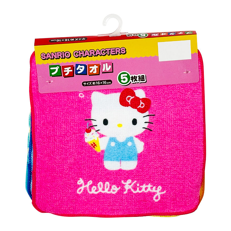 プチタオル5P26 サンリオ シンプルタイムALL 16x16cm