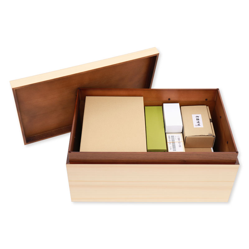 親王収納飾り「ナチュラル木目に秋草模様」 35255F 雛人形 【メーカー直送】 ナチュラル